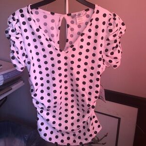 Polka Dot Puff Sleeve Top